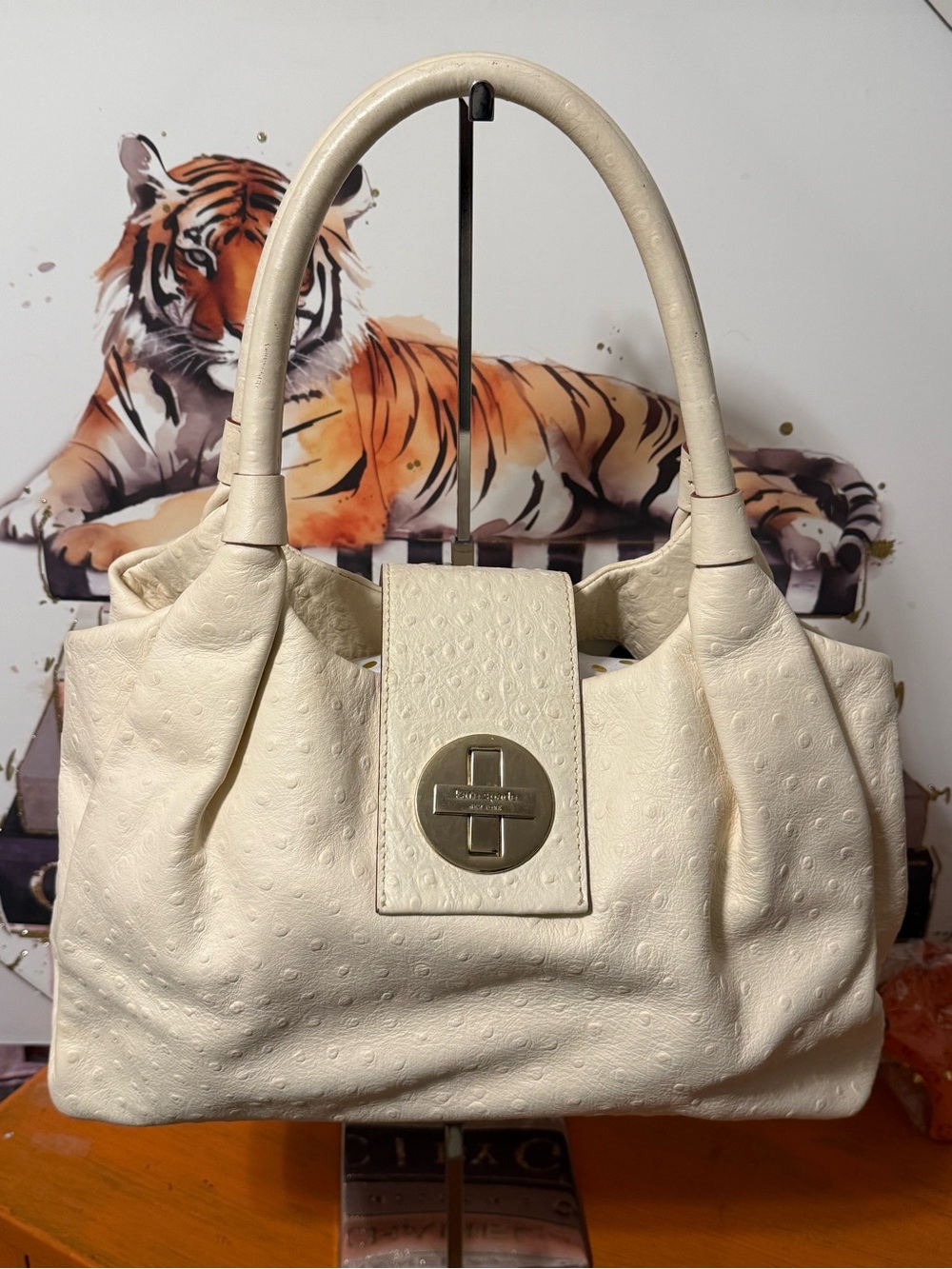 kate spade Stevie Ostrich Satchel W/ Turn-Lock Hardware